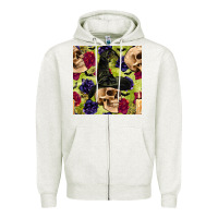 Oatmeal Heather halloween witch skull seamless pattern Zipper Hoodie - BundleAndBundleShop