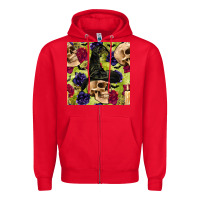 Red halloween witch skull seamless pattern Zipper Hoodie - BundleAndBundleShop