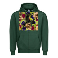 Sports Green halloween witch skull seamless pattern Zipper Hoodie - BundleAndBundleShop
