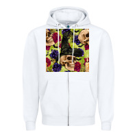 White halloween witch skull seamless pattern Zipper Hoodie - BundleAndBundleShop