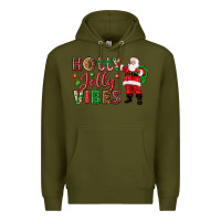 Army Green Holly Jolly vibes Christmas with Santa Premium Hoodie - NancyCooperArtShop