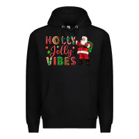 Black Holly Jolly vibes Christmas with Santa Premium Hoodie - NancyCooperArtShop