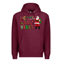 Burgundy Holly Jolly vibes Christmas with Santa Premium Hoodie - NancyCooperArtShop