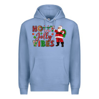 Colony Blue Holly Jolly vibes Christmas with Santa Premium Hoodie - NancyCooperArtShop
