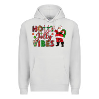 Dove Grey Holly Jolly vibes Christmas with Santa Premium Hoodie - NancyCooperArtShop