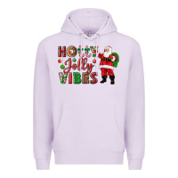 Lilac Holly Jolly vibes Christmas with Santa Premium Hoodie - NancyCooperArtShop