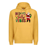 Mustard Holly Jolly vibes Christmas with Santa Premium Hoodie - NancyCooperArtShop