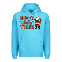 Ocean Blue Holly Jolly vibes Christmas with Santa Premium Hoodie - NancyCooperArtShop
