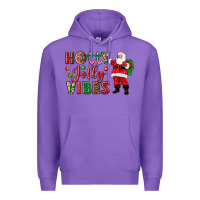 Purple Holly Jolly vibes Christmas with Santa Premium Hoodie - NancyCooperArtShop