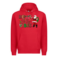 Red Holly Jolly vibes Christmas with Santa Premium Hoodie - NancyCooperArtShop