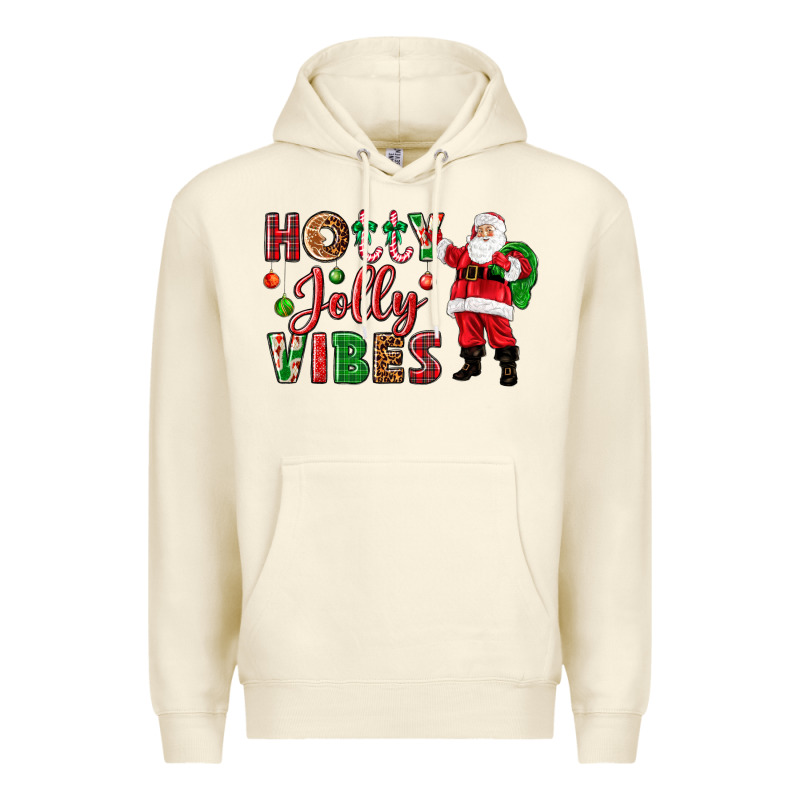 Holly Jolly Vibes Christmas With Santa Premium Hoodie by NancyCooperArtShop | Teevron