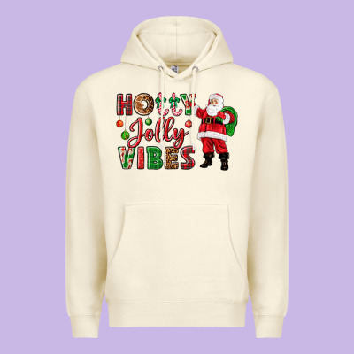 Holly Jolly Vibes Christmas With Santa Premium Hoodie Designed By Nancycooperartshop