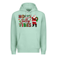 Seafoam Holly Jolly vibes Christmas with Santa Premium Hoodie - NancyCooperArtShop