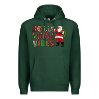 Sports Green Holly Jolly vibes Christmas with Santa Premium Hoodie - NancyCooperArtShop