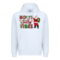 White Holly Jolly vibes Christmas with Santa Premium Hoodie - NancyCooperArtShop