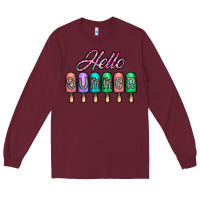 Burgundy hello summer Long Sleeve Tee - CowhideDigitalArt
