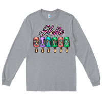 Heather Grey hello summer Long Sleeve Tee - CowhideDigitalArt