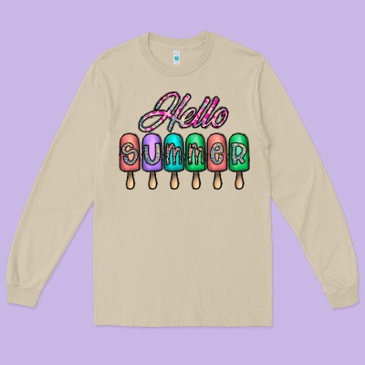 Hello Summer Long Sleeve Tee Designed By Cowhidedigitalart