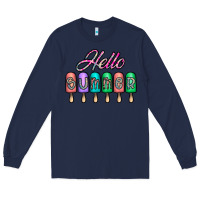 Navy hello summer Long Sleeve Tee - CowhideDigitalArt