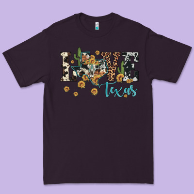 Love Texas Map Sunflower Cactus Cowhide Leopard Premium Tee Designed By Artiststas