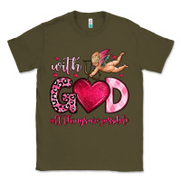 Army Green with god all things are possible Classic Tee - OliviaCreatesArt