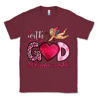 Burgundy with god all things are possible Classic Tee - OliviaCreatesArt