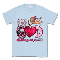 Dusty Blue with god all things are possible Classic Tee - OliviaCreatesArt