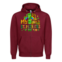 Burgundy my first st patricks day with coins and shamrocks Zipper Hoodie - AdoDesignShop