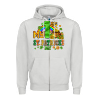 Dove Grey my first st patricks day with coins and shamrocks Zipper Hoodie - AdoDesignShop