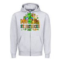 Heather Grey my first st patricks day with coins and shamrocks Zipper Hoodie - AdoDesignShop