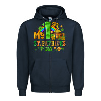 Navy my first st patricks day with coins and shamrocks Zipper Hoodie - AdoDesignShop