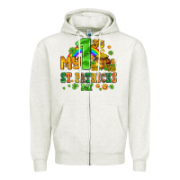 Oatmeal Heather my first st patricks day with coins and shamrocks Zipper Hoodie - AdoDesignShop