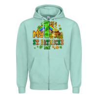 Seafoam my first st patricks day with coins and shamrocks Zipper Hoodie - AdoDesignShop