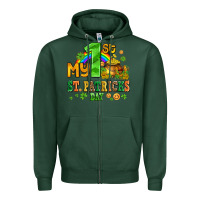 Sports Green my first st patricks day with coins and shamrocks Zipper Hoodie - AdoDesignShop