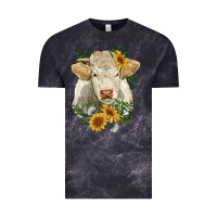Cloud Black charolais cattle with sunflowers Vintage Tee - RanaPortraitStore