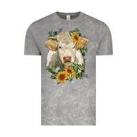 Cloud Rock charolais cattle with sunflowers Vintage Tee - RanaPortraitStore