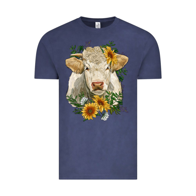 Charolais Cattle With Sunflowers Vintage Tee by RanaPortraitStore | Teevron