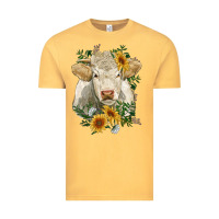 Vintage Mustard charolais cattle with sunflowers Vintage Tee - RanaPortraitStore