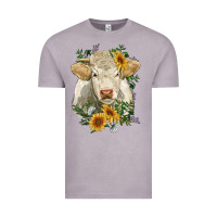Vintage Zinc charolais cattle with sunflowers Vintage Tee - RanaPortraitStore
