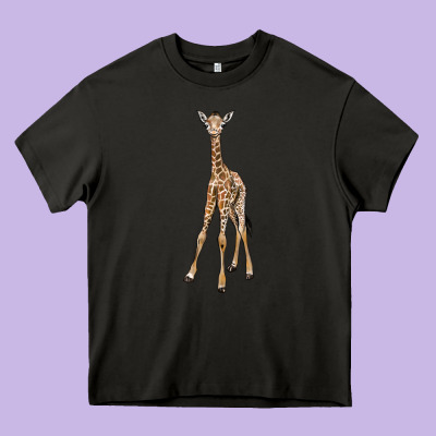 Baby Giraffe Heavy Core Tee Designed By Lillyallendesigns