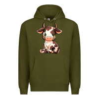Army Green Baby Brown Cow Premium Hoodie - MaliasSmallBusiness