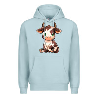 Blue Mist Baby Brown Cow Premium Hoodie - MaliasSmallBusiness