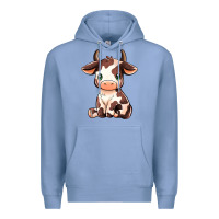 Colony Blue Baby Brown Cow Premium Hoodie - MaliasSmallBusiness