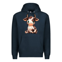 Navy Baby Brown Cow Premium Hoodie - MaliasSmallBusiness