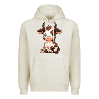 Oatmeal Heather Baby Brown Cow Premium Hoodie - MaliasSmallBusiness