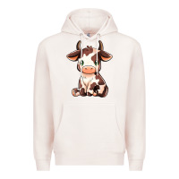 Pale Pink Baby Brown Cow Premium Hoodie - MaliasSmallBusiness