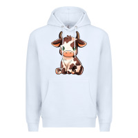 White Baby Brown Cow Premium Hoodie - MaliasSmallBusiness