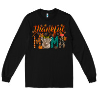 Black thankful mama highland cow Long Sleeve Tee - RacoonDesign