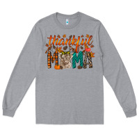 Heather Grey thankful mama highland cow Long Sleeve Tee - RacoonDesign