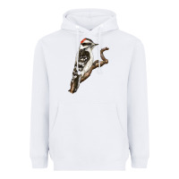 White Downy Woodpecker Heavyweight Hoodie - LillyAllenDesigns